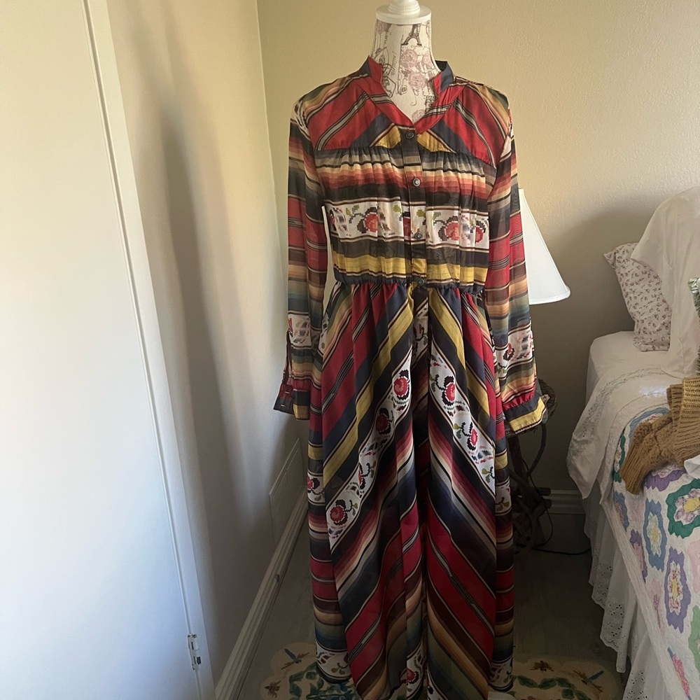 Tasha Polizzi Red and Black Striped Long Sleeve Dress